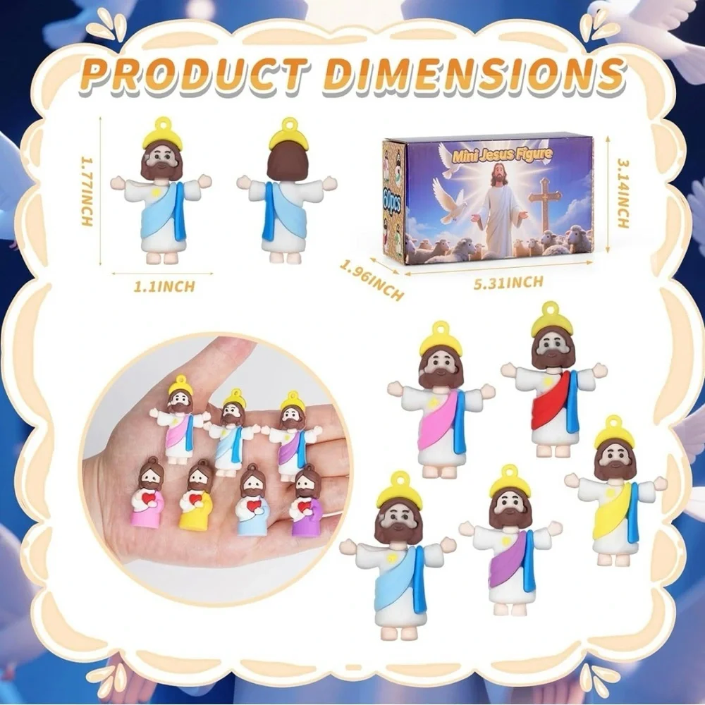 60 Mini Jesus Figurines Bulk NIB Sunday School Gifts Baptism Church Party Favors